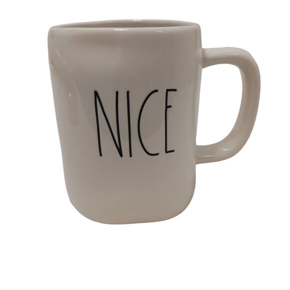 Rae Dunn Oversized Cup " NICE " Coffee Mug Tea WHITE Farmhouse Oversized Artsy - Picture 8 of 13